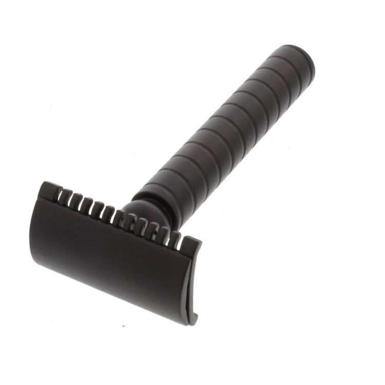 Black Midnight Circle Knurling Safety Razor