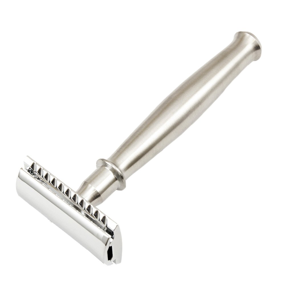 Long Bulbous Stainless Steel Handle Closed Comb Safety Razor
