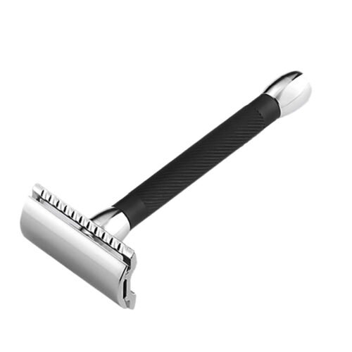 DE Long Handle Barber Pole Black Safety Razor