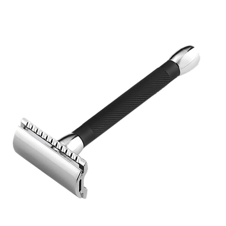 DE Long Handle Barber Pole Black Safety Razor