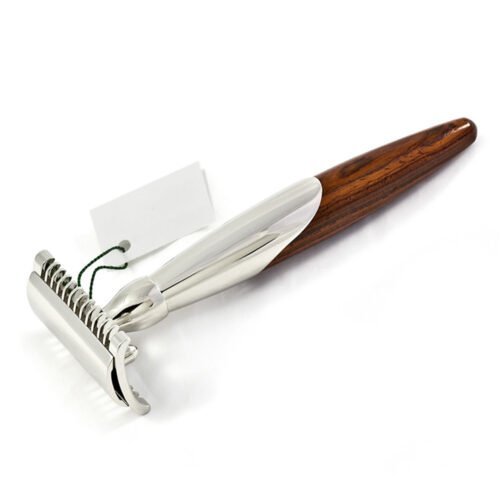 Open Comb Wood Handle Chrome Plated Double Edge Safety Razor