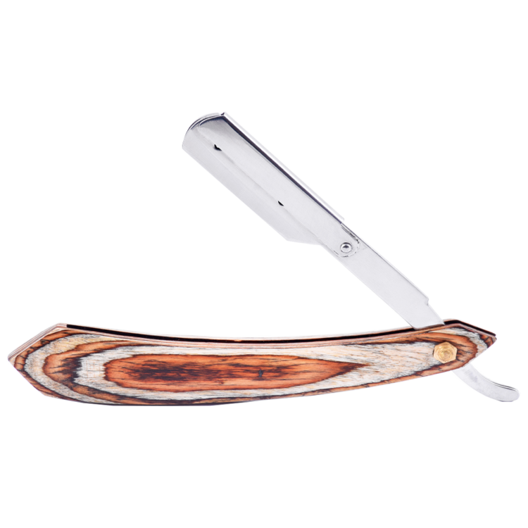 Straight Shaving Razor with Natural Wood Handle