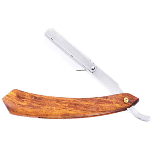 Straight Shaving Razor with Natural Wood Handle
