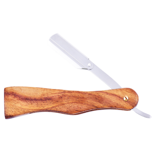 Premium Wooden & Steel Straight Razor for Barber Shop