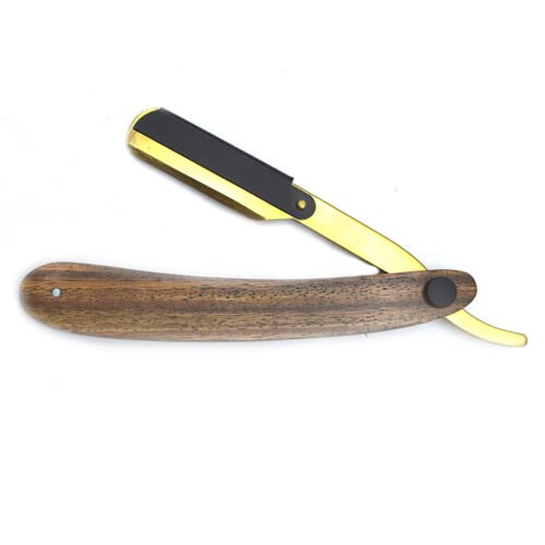 Premium Wooden Handle Black & Gold Double Edge Safety Razor