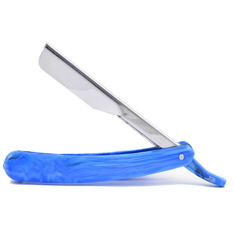 Blue Straight Shaving Razor Plastic Handle