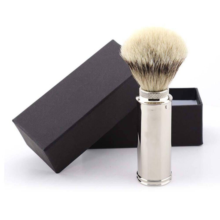 Alternative view of Shiny Chrome Travel Shaving Brushes