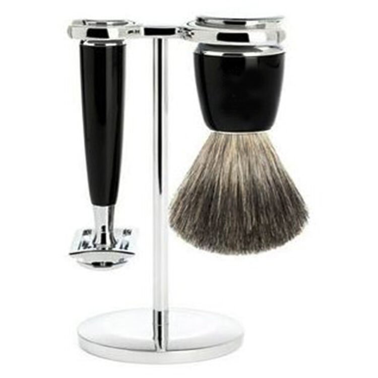 Black and Chrome Plated Shaving Set