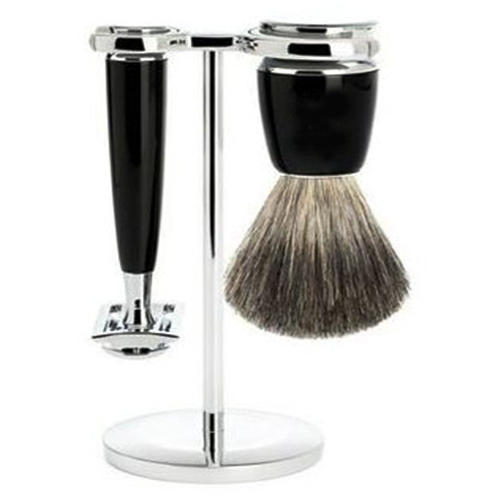 Black and Chrome Plated Shaving Set
