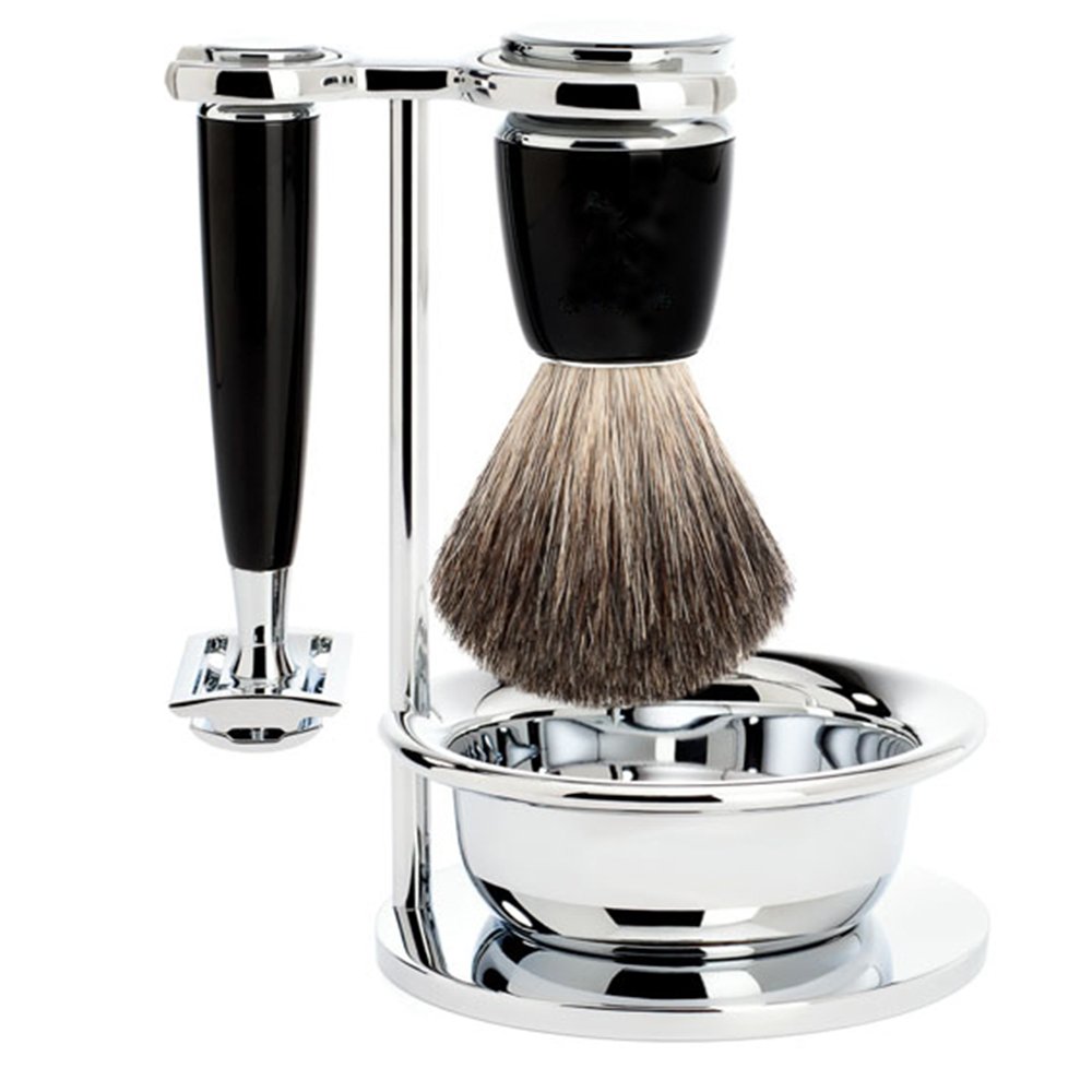 Black and Chrome Plated Shaving Set