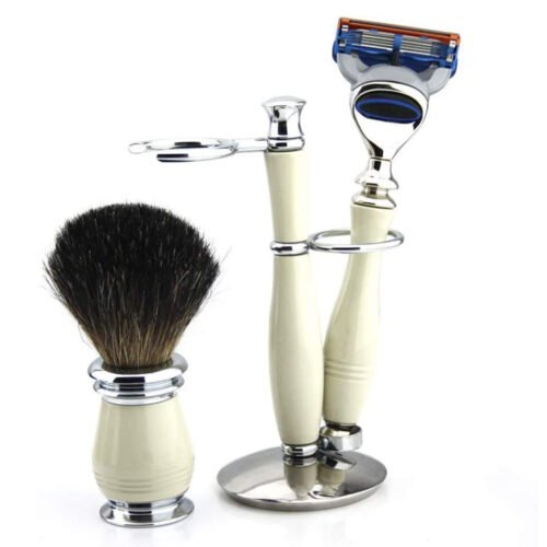 Shave Brush Bowl Set with Cartridge Razor – Complete Traditional Wet Shaving Kit