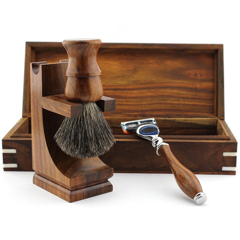 Shaving Set with Rose Wood Box - Image 3