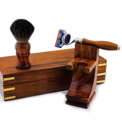 Shaving Set with Rose wood Box
