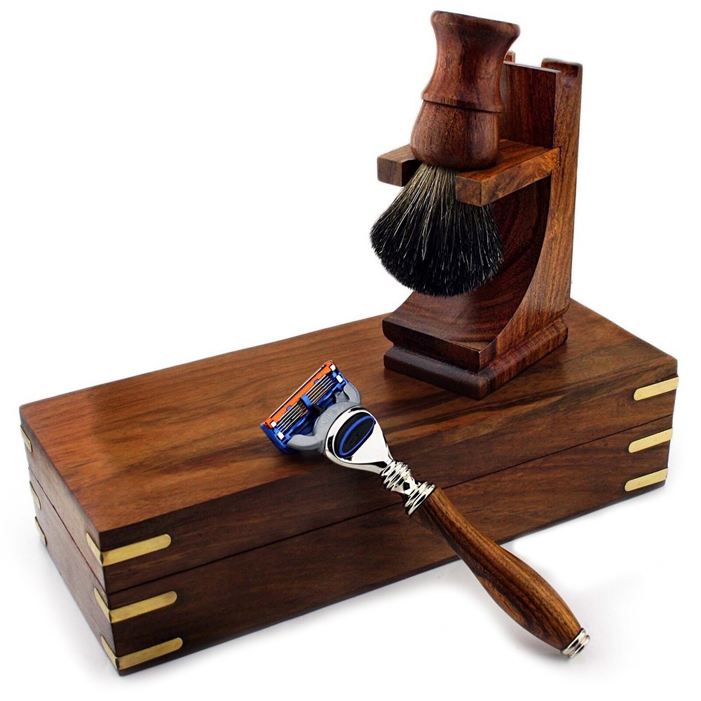Shaving Set with Rose Wood Box - Image 5