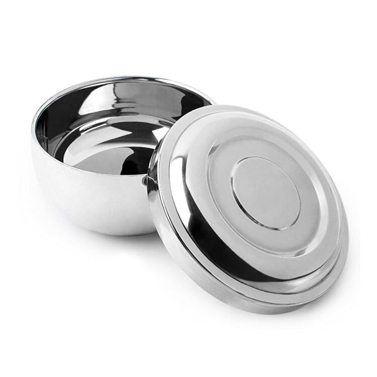 Shaving Bowl with Cover in Stainless Steel