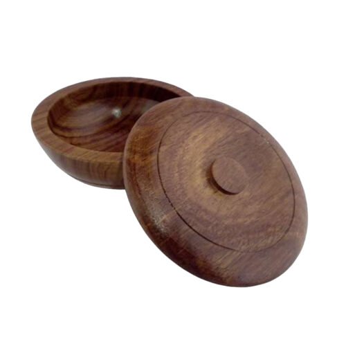 Handcrafted Dark Shaving Bowl With Lid – Rustic Wooden Lather Bowl for Men