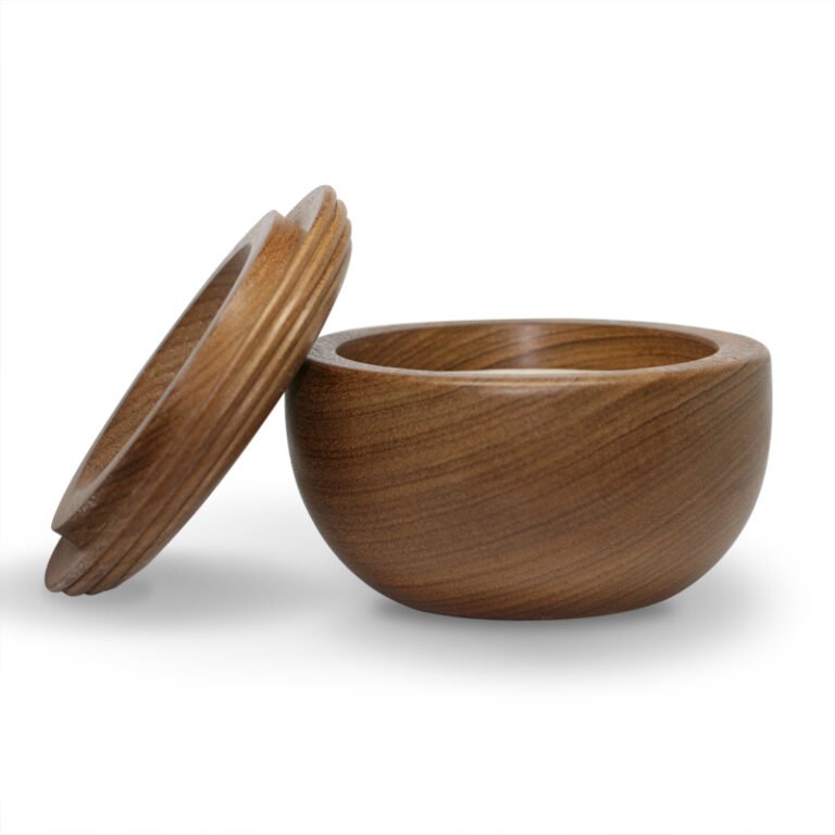 Teak Wood Handcrafted Shaving Bowl – Natural Wooden Wet Shave Lather Bowl