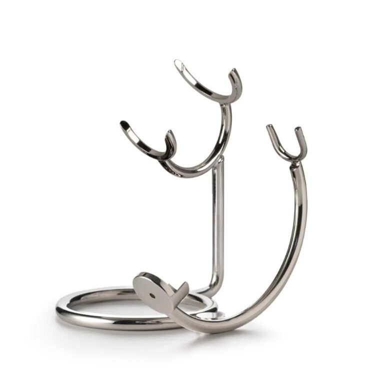 Stainless Steel Shaving Soap Bowl & Brush with Straight Razor Stand