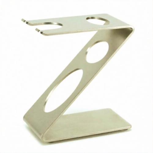 Z-Shaped Shaving Stand – Stainless Steel Razor & Brush Holder