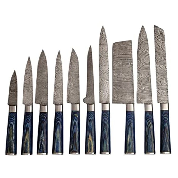 Leo Beauty Pro 10 Pcs Sleek Design Damascus Kitchen Knife Set