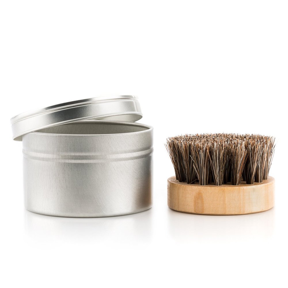 Wood Beard Brush for Men – Small Round Bamboo Beard Grooming Brush