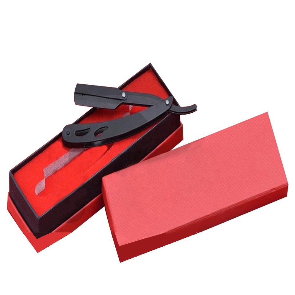 Straight Razor Cardboard Box Black – Protective Folding Packaging for Shaving Razors