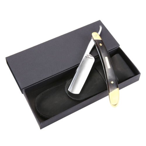 Dual Straight Razor with Cardboard Packaging & Leather Pouch | Premium Shaving Razor