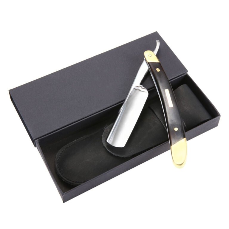 Dual Straight Razor with Cardboard Packaging & Leather Pouch | Premium Shaving Razor