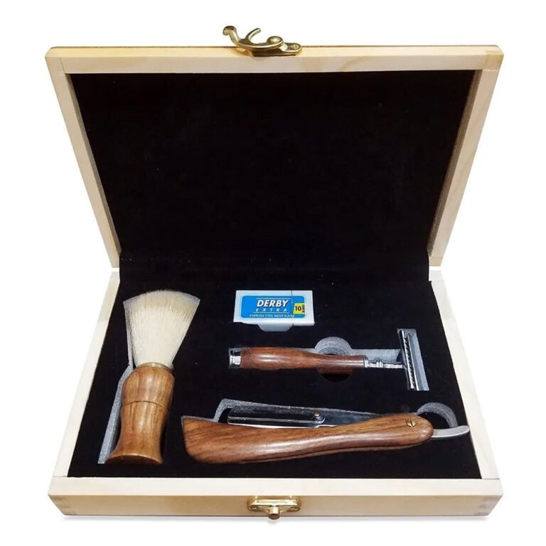 Men’s Shaving Set with Wooden Gift Box – Premium Traditional Wet Shaving Kit