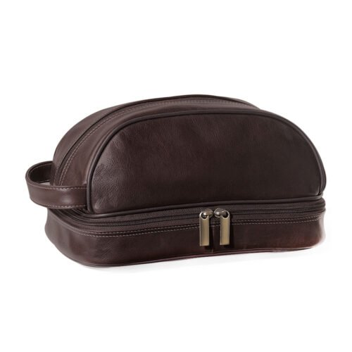 Chocolate Leather Toiletry Bags