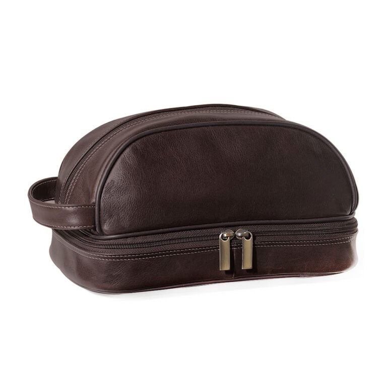 Chocolate Leather Toiletry Bags