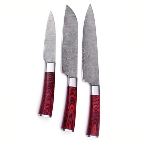 Leo Beauty Pro 3pcs Damascus Kitchen Knife Set