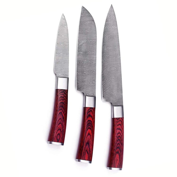 Leo Beauty Pro 3pcs Damascus Kitchen Knife Set