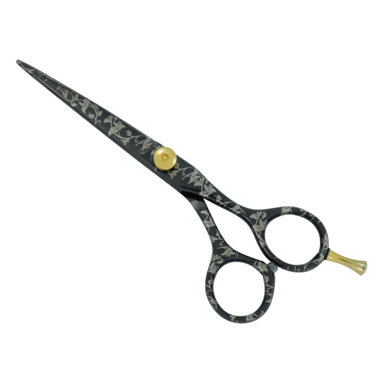 Leo Beauty Pro Black Paper Coated Barber Hair Cutting Scissors