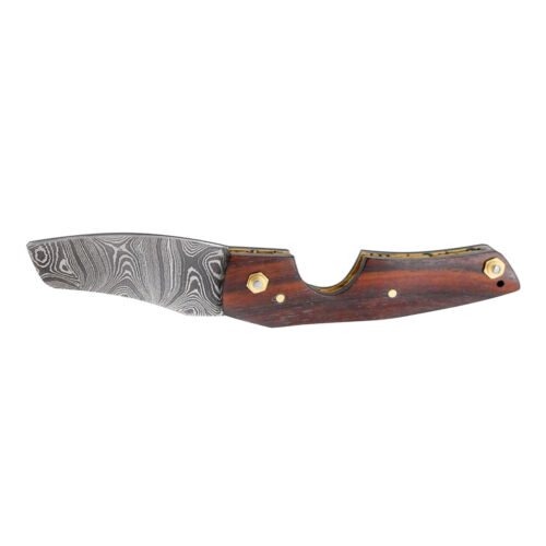 Leo Beauty Pro Damascus Cigar Cutter Knife Rosewood Handle