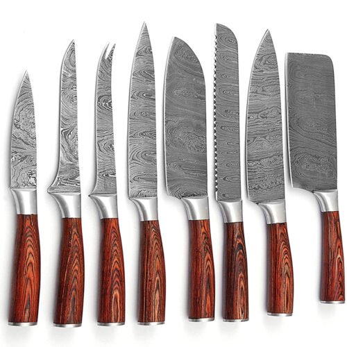 Leo Beauty Pro Damascus Pattern Kitchen Knife Set