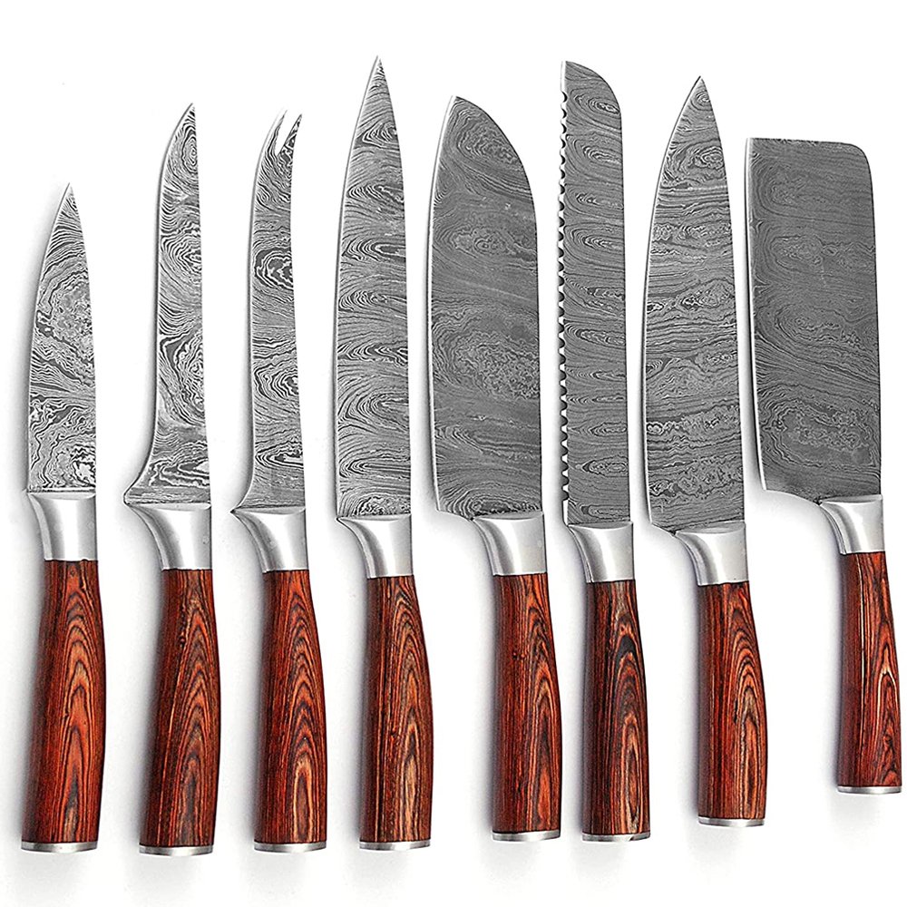 Leo Beauty Pro Damascus Pattern Kitchen Knife Set