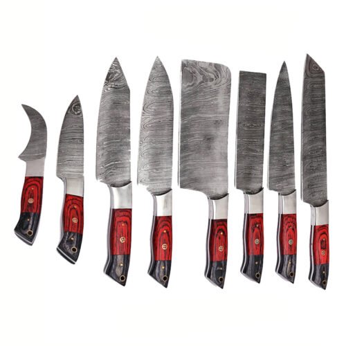 Leo Beauty Pro Handmade Forged Damascus Steel Chef Knife Set
