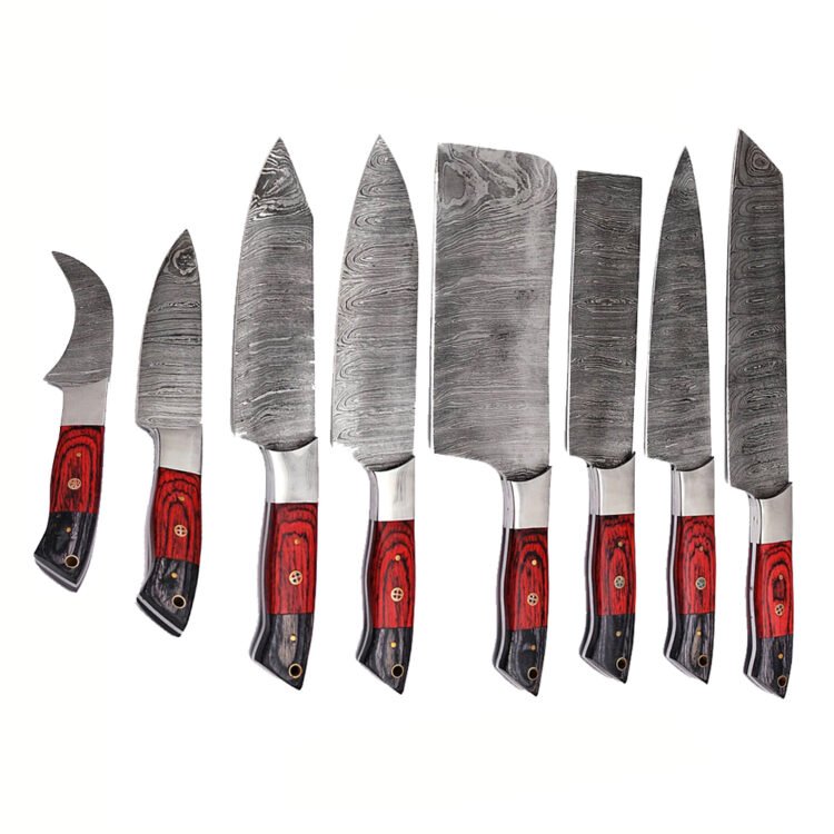 Leo Beauty Pro Handmade Forged Damascus Steel Chef Knife Set