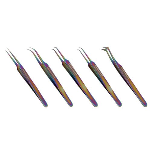 Leo Beauty Pro Multi Color Eyelash Extension Tweezers Set