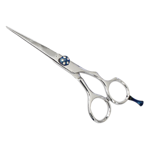 Ergonomic offset handle and adjustable tension screw on Pro Barber Hair Scissors and Shears LBP-3030