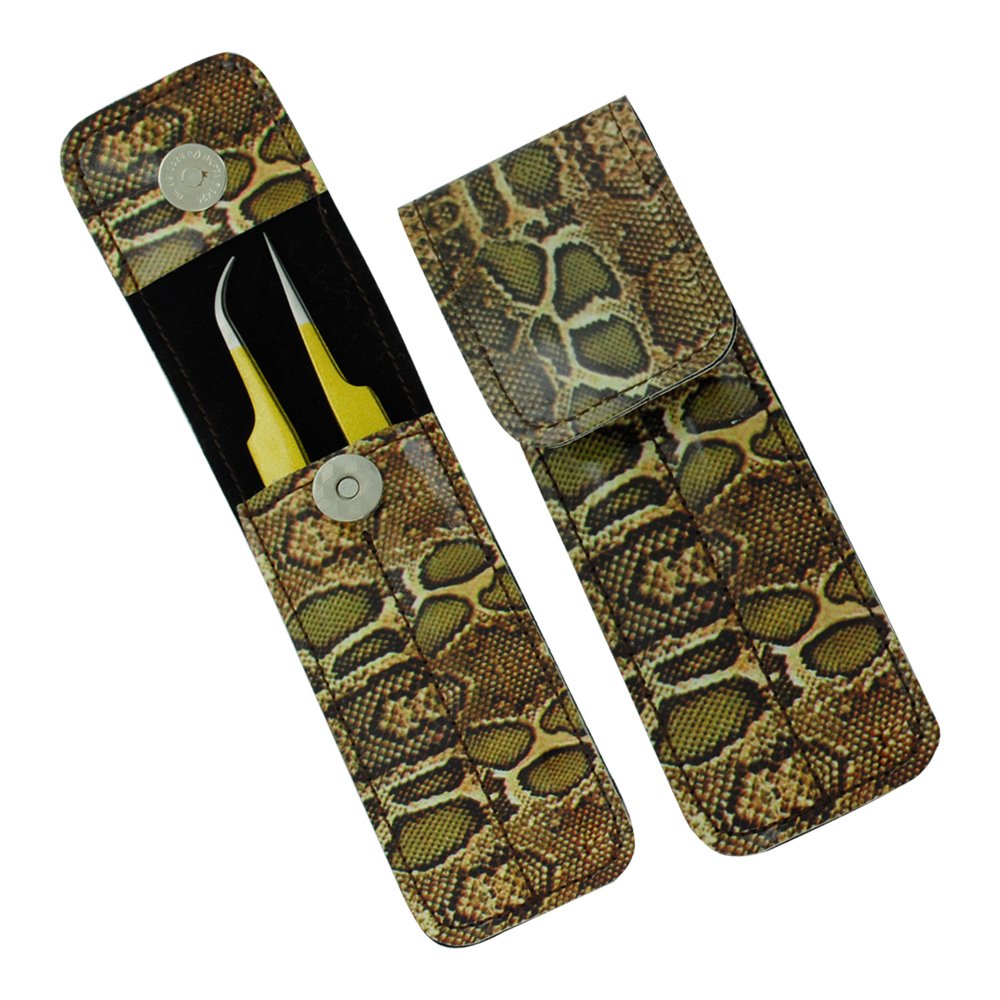 Professional Quality Eyelash Tweezers Set with Magnet Button Pouch LBP-6454 product display
