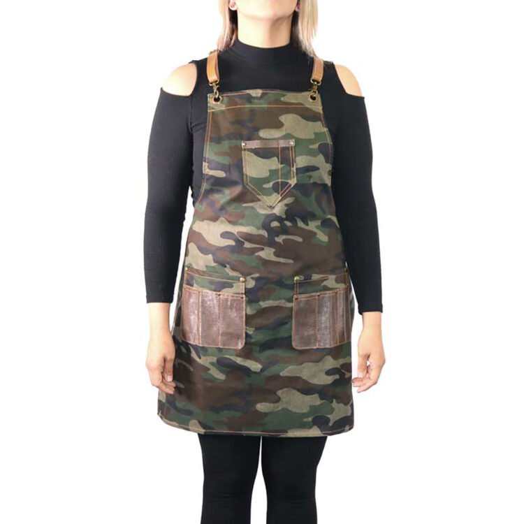 Leo Beauty Pro Barber Apron Camo Dark Wash Denim Unisex 31inch 24inch