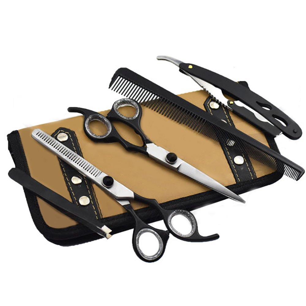 Leo Beauty Pro Black Chrome Barber Scissors Kit